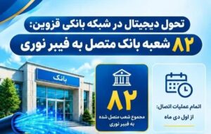 توسعه پرسرعت زیرساخت‌های بانکی قزوین؛ اتصال ۸۲ شعبه بانک به فیبر نوری طی ۹ ماه تلاش مستمر